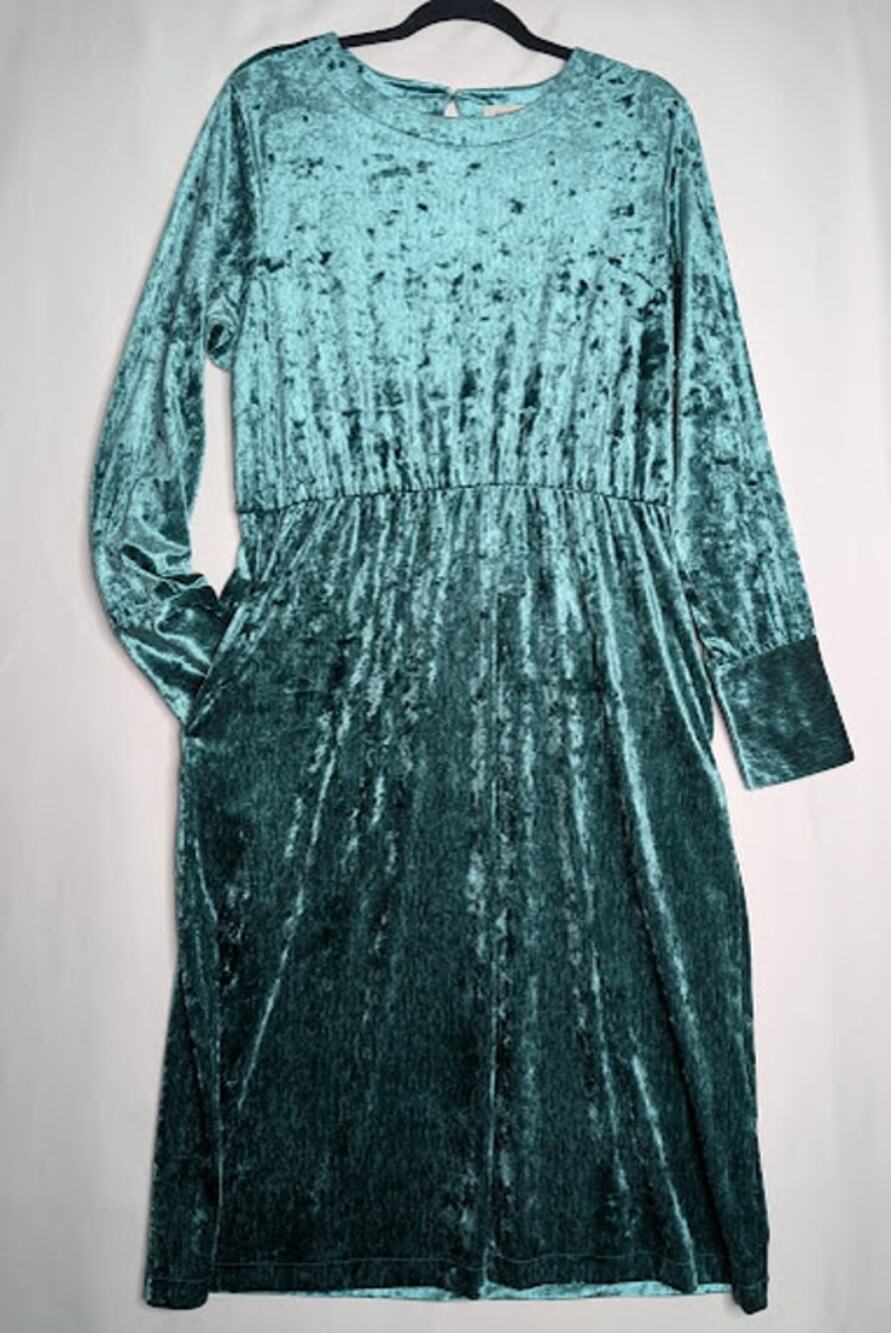 ON 34th Women's crushed green velvet Midi party Christmas holiday dress size XL